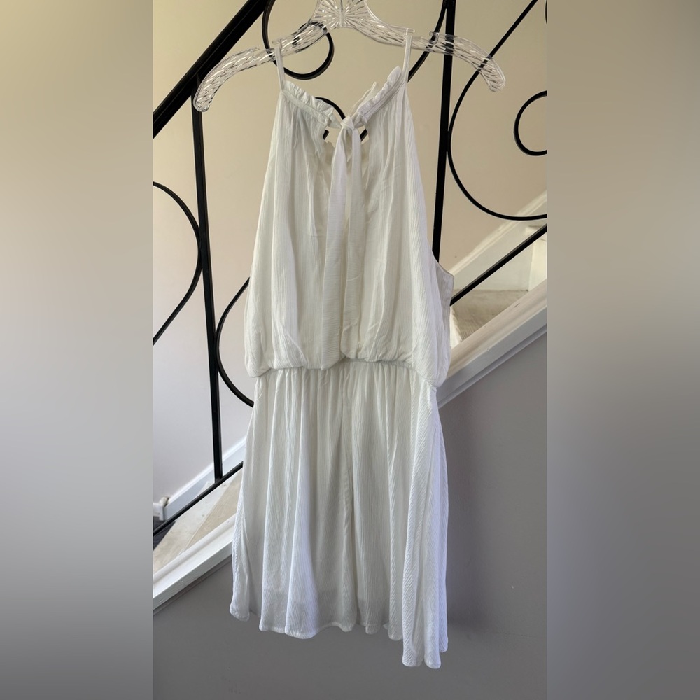 Blue Rain White Halter M Dress